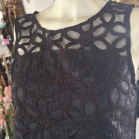 Black Petal Lace Overlay Shift Dress - Picture 2 of 16